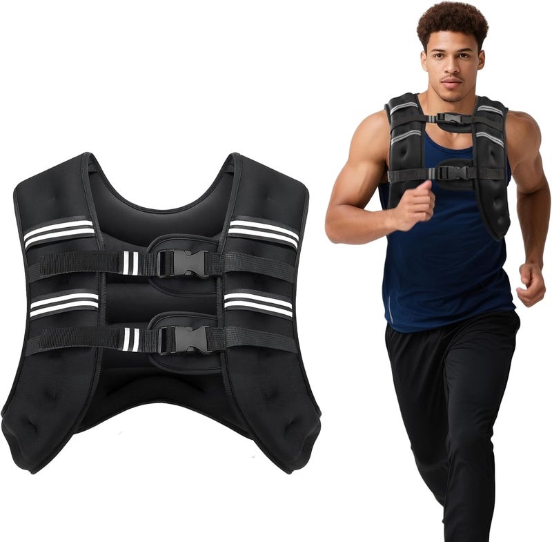 Ragebby Weighted Vest, 6lb/8lb/12lb/16lb/20lb/30lb for Men, Women with Reflective Stripe, Weight Vests Adjustable for Workout, Strength Training, Running, Fitness, Muscle Building, Weight Loss clearance - Image 1